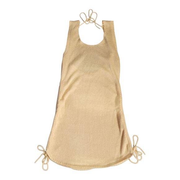 Jolie & Joy by FC Beige Knit Sleeveless Mini Dress Swim Cover Up Ruched Sides - Picture 11 of 11